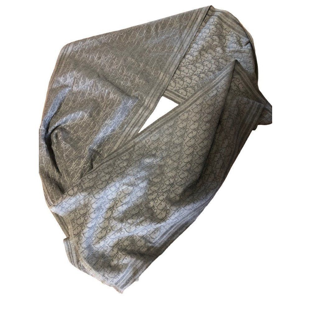 Christian Dior Shawlย Wrapโ180ร35cmโ100%โCashmereโGrayโ85CD02001624โNew